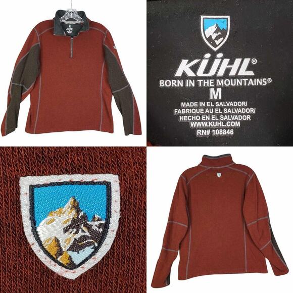 Kuhl Born In The Mountains 1/4 Quarter Zip Mens Size M Red and Black Pullover - Picture 1 of 9